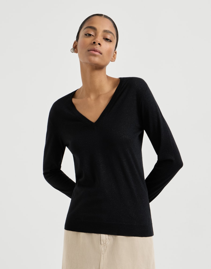 Jersey de cachemir y seda Negro Mujer - Brunello Cucinelli