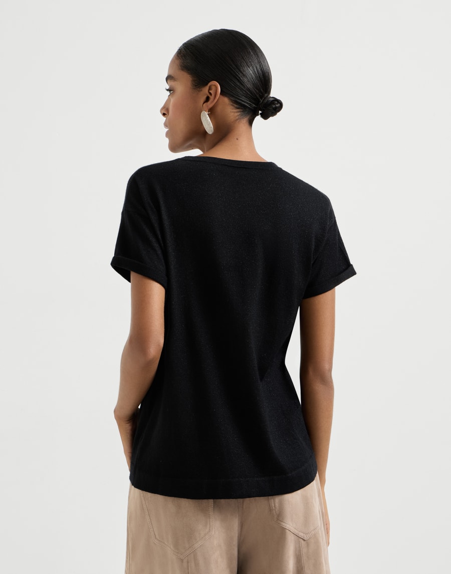 Leichter Pullover aus Kaschmir und Seide Schwarz Damen - Brunello Cucinelli