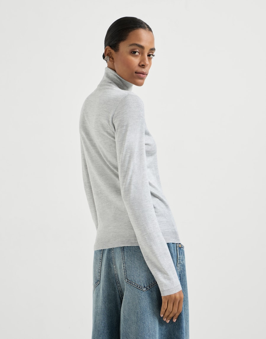 Pullover aus Kaschmir und Sparkling-Seide Hellgrau Damen - Brunello Cucinelli