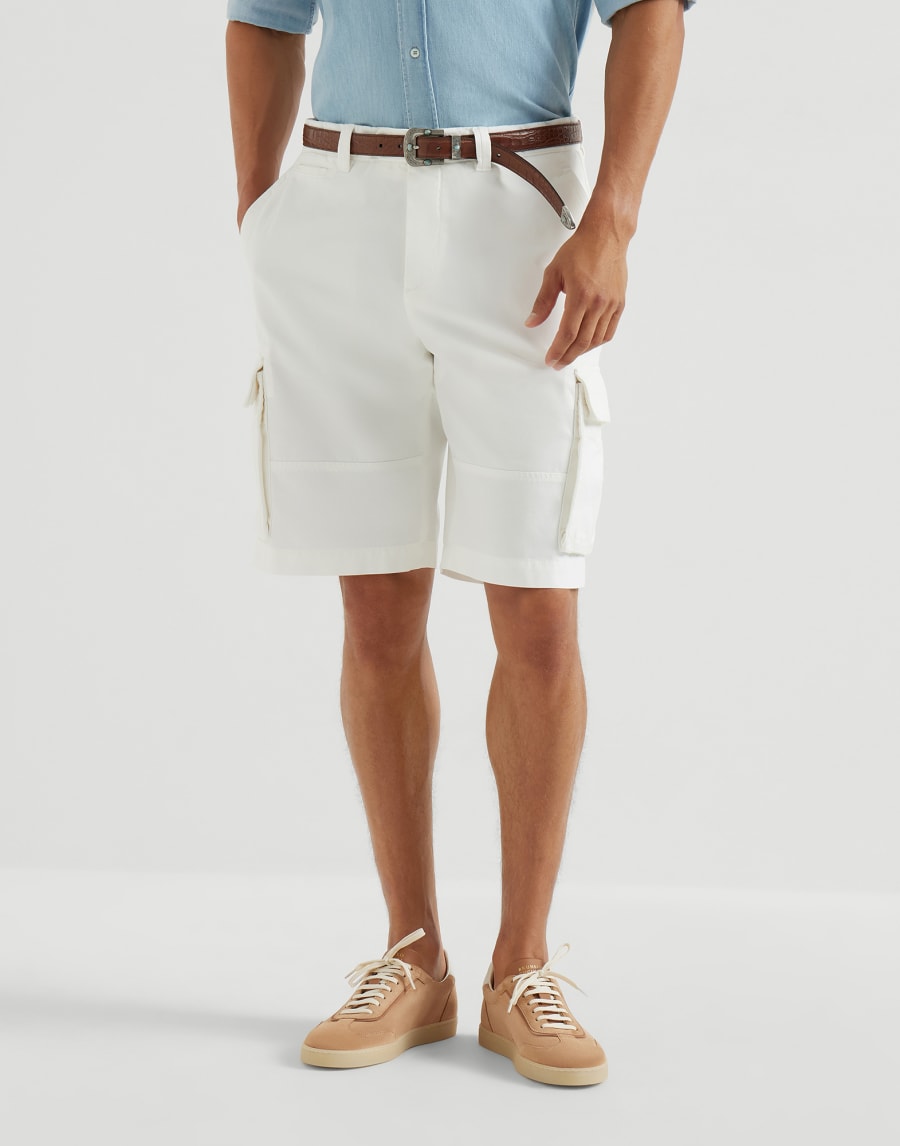 Gabardine Bermuda shorts Snow Man - Brunello Cucinelli
