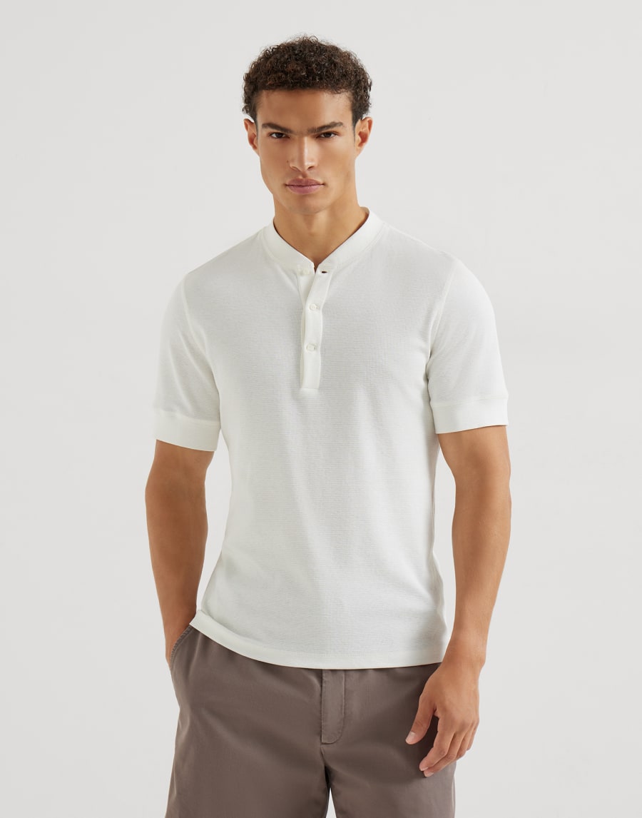 Camiseta en punto de algodón Blanco Crudo Hombre - Brunello Cucinelli