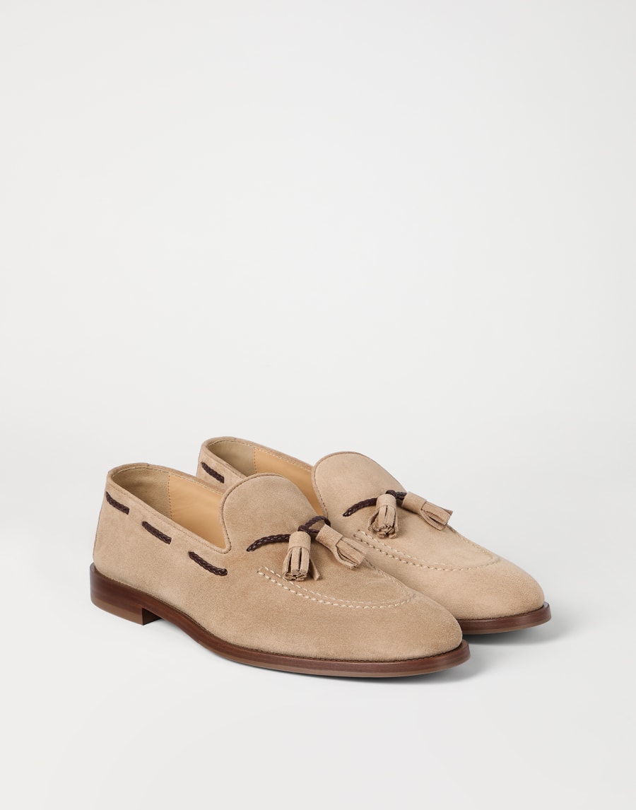 Loafer aus Veloursleder Sand Herren - Brunello Cucinelli
