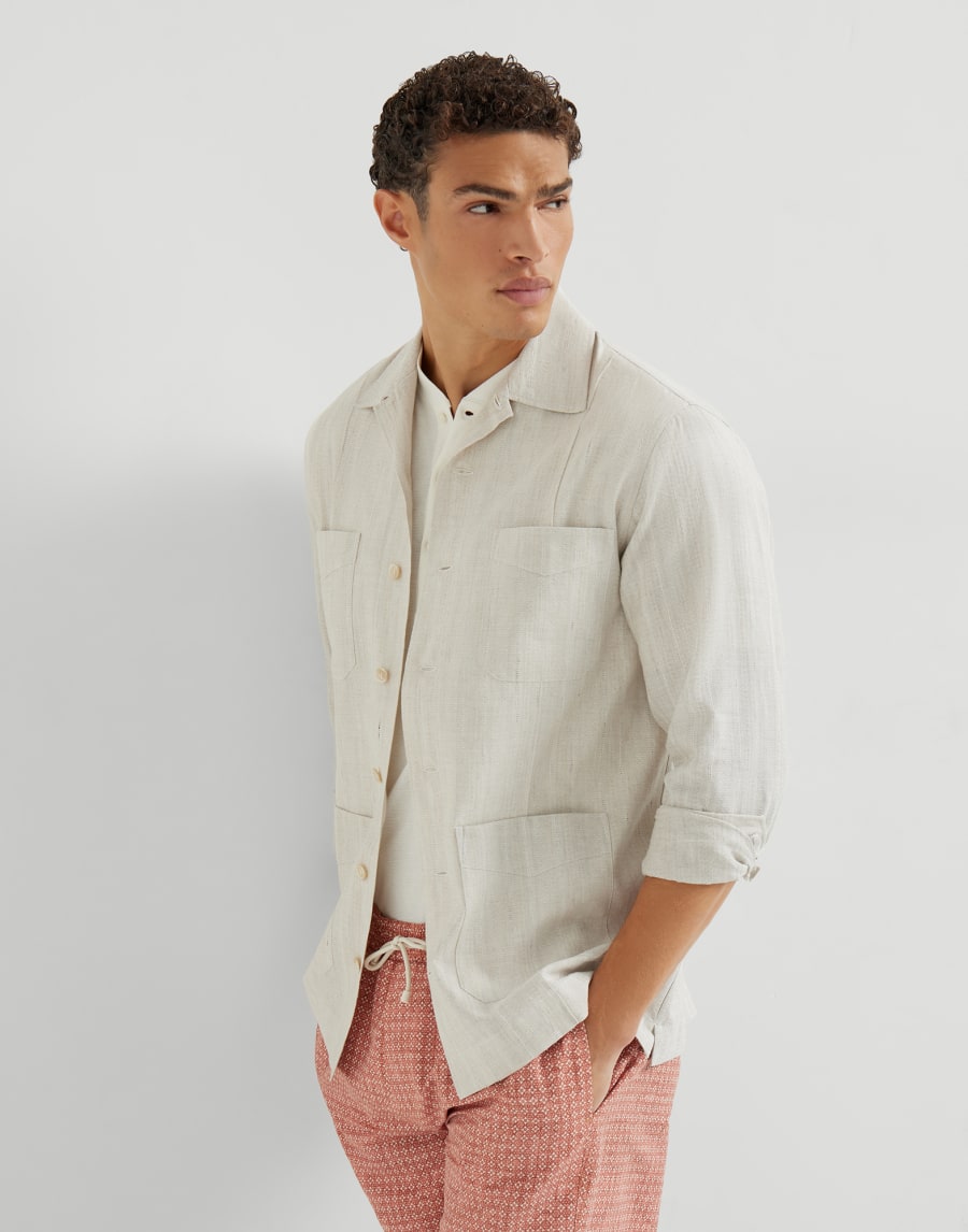 Cotton and linen guayabera Rope Man - Brunello Cucinelli