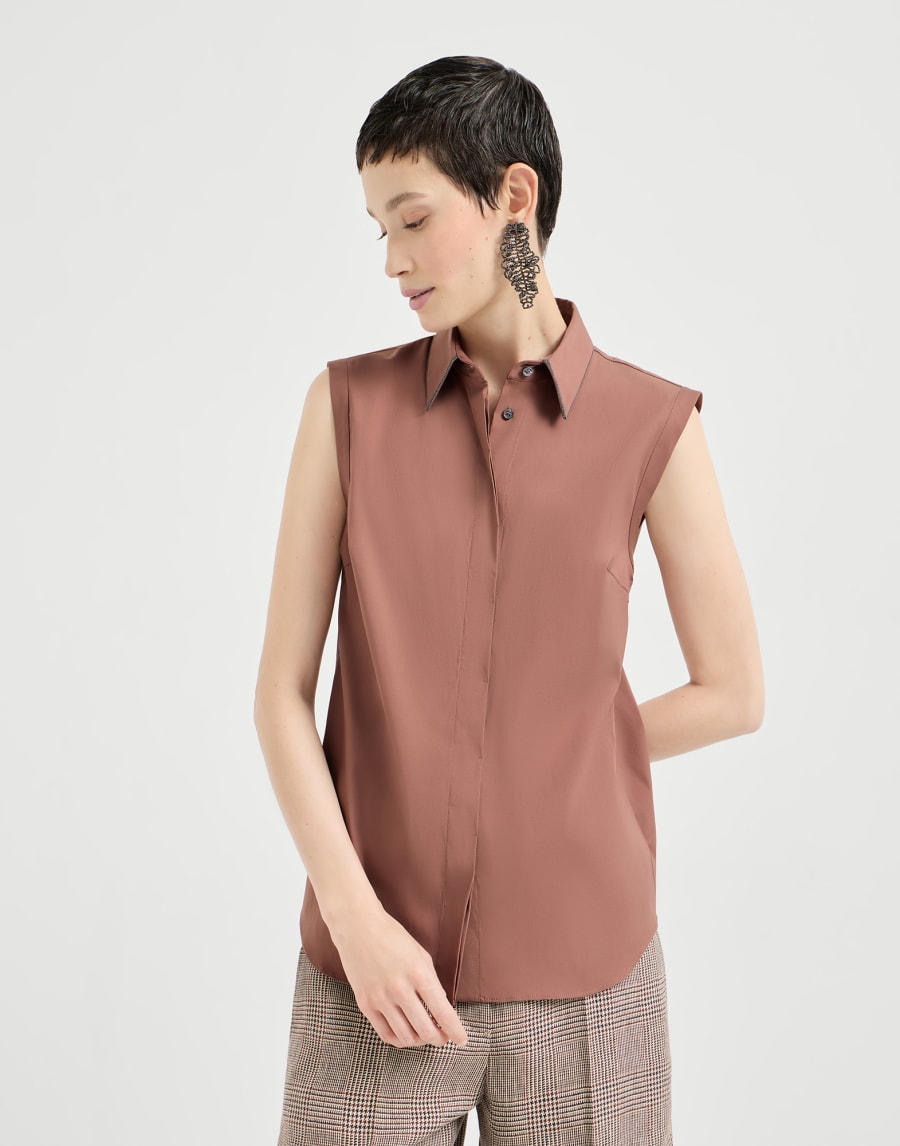 Stretch poplin shirt Firebrick Woman - Brunello Cucinelli