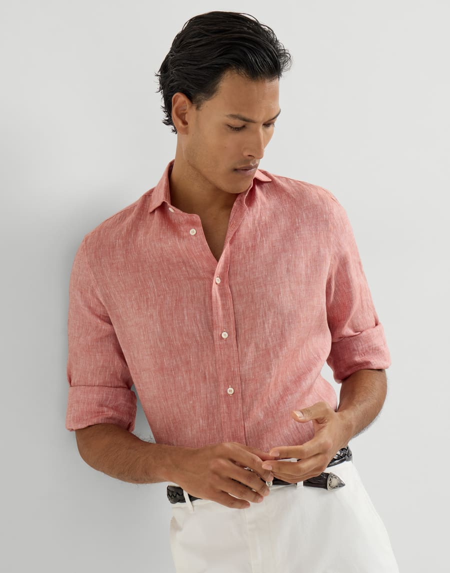 Linen shirt Apricot Man - Brunello Cucinelli