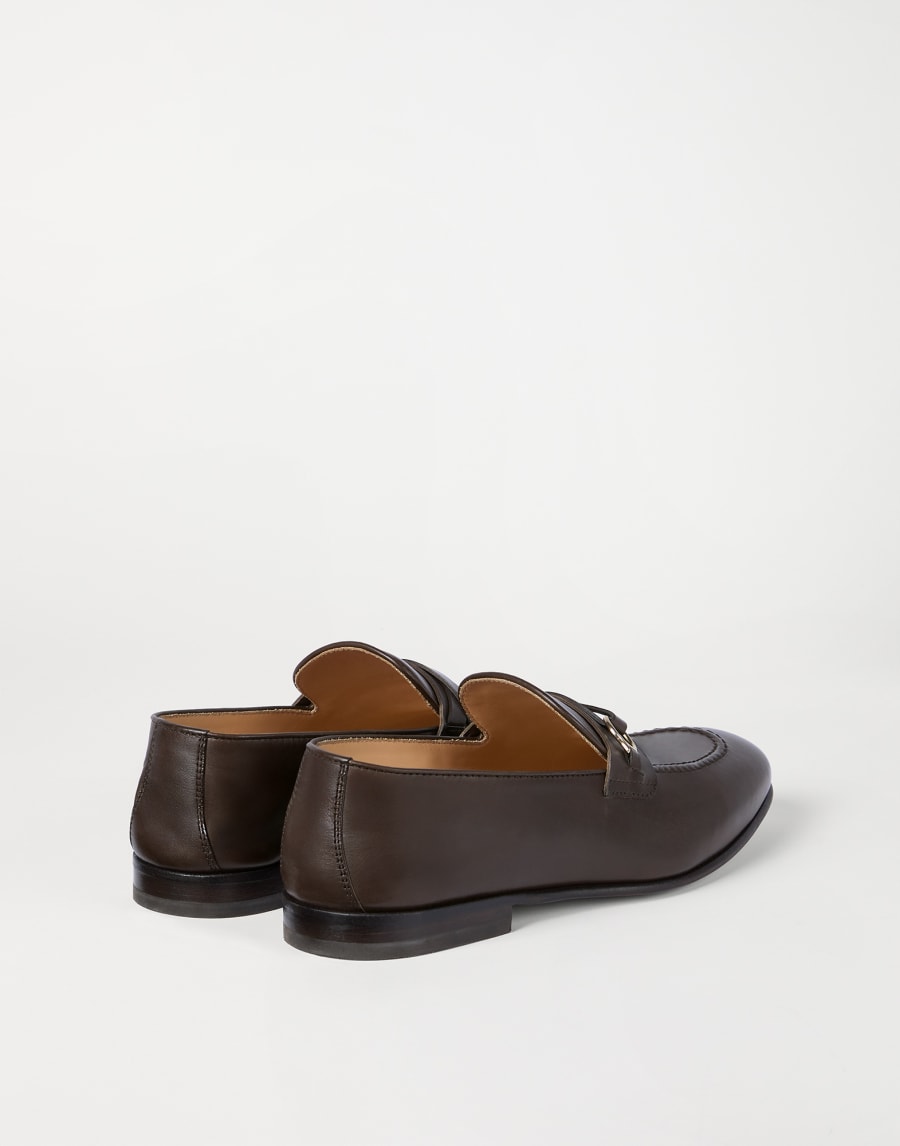 Loafers aus gewachstem Kalbsleder Dunkelmahagonie Herren - Brunello Cucinelli