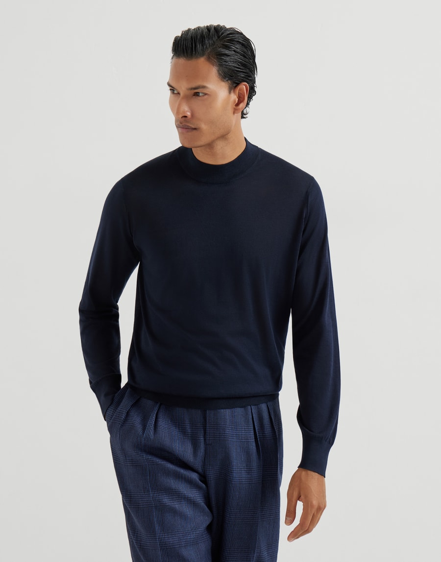 Lightweight sweater Navy Blue Man - Brunello Cucinelli