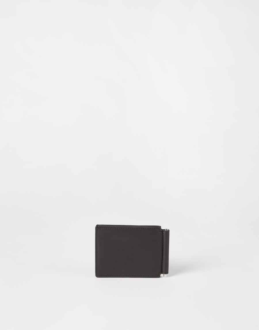 Calfskin money clip wallet Chocolate Man - Brunello Cucinelli