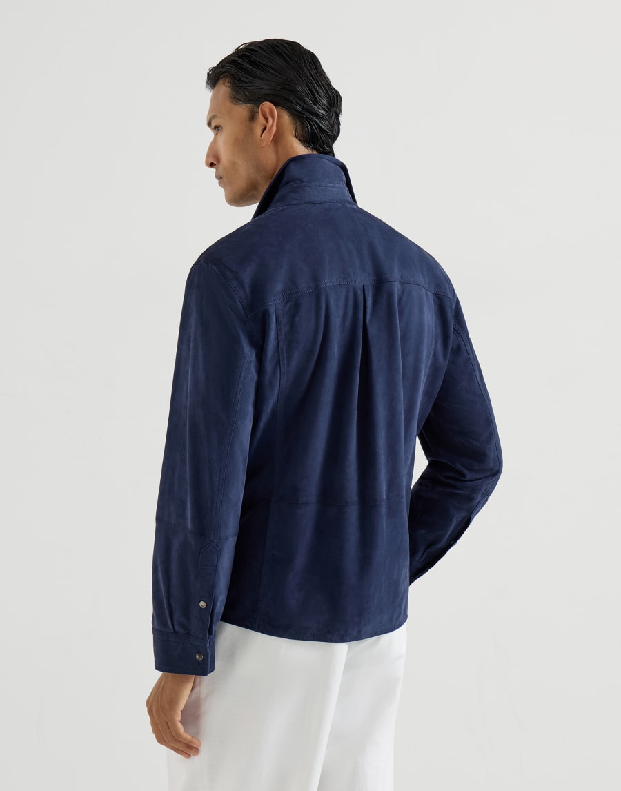 Overshirt aus Veloursleder Tintenblau Herren - Brunello Cucinelli