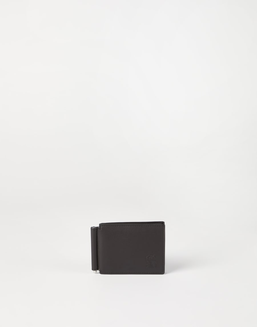 Calfskin money clip wallet Chocolate Man - Brunello Cucinelli