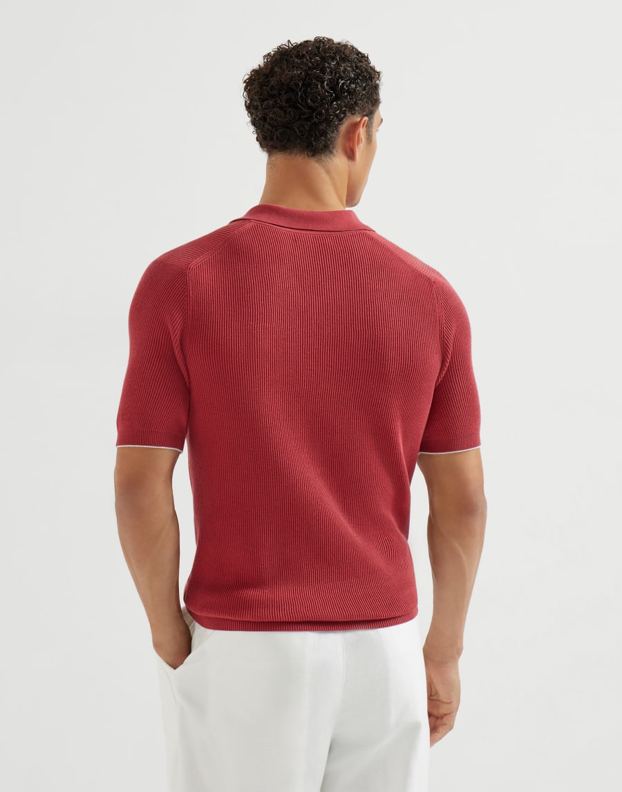 Poloshirt aus Baumwolle in Patentstrick Rot Herren - Brunello Cucinelli
