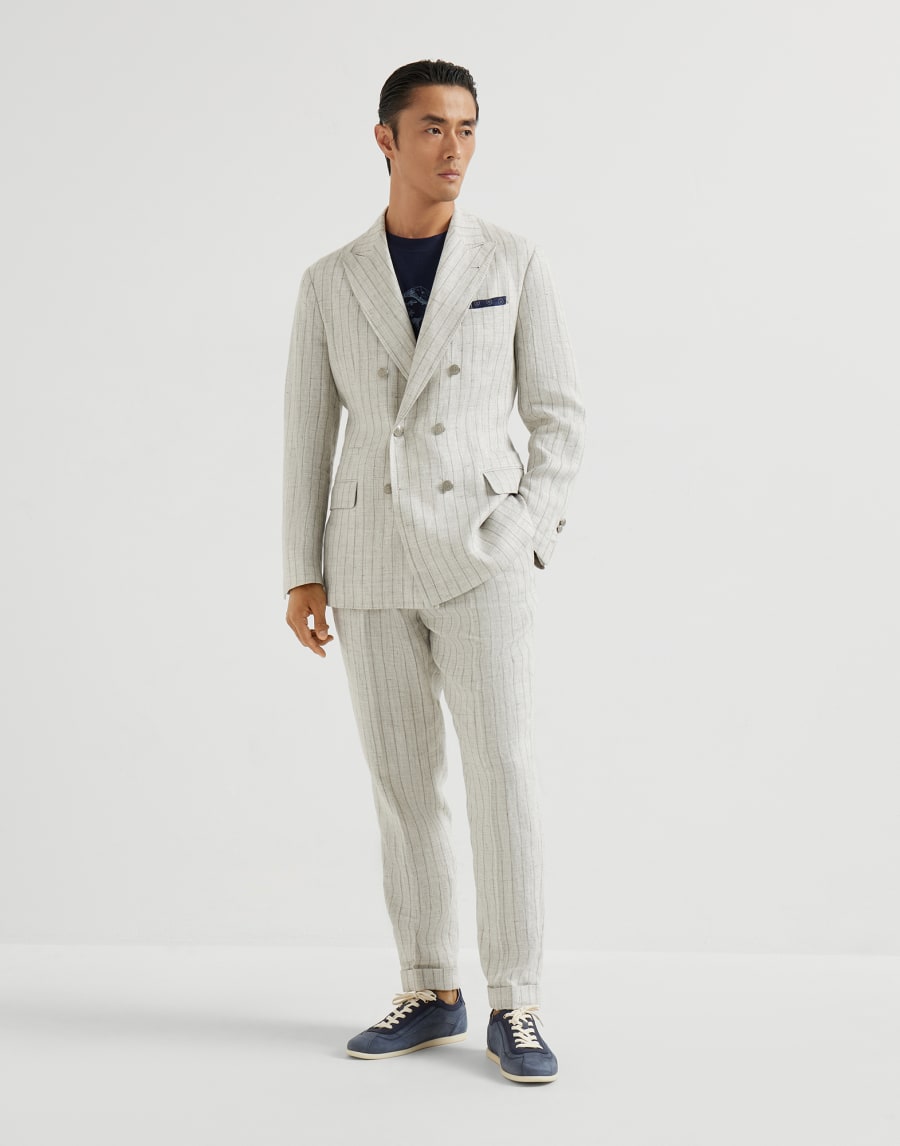 Chalk stripe diagonal twill suit Yuta Man - Brunello Cucinelli