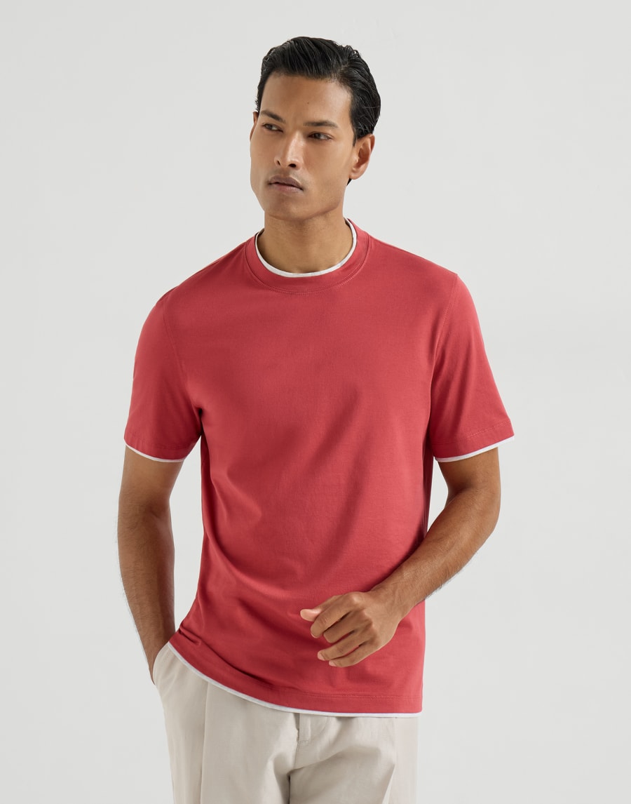T-shirt with faux-layering Strawberry Man - Brunello Cucinelli