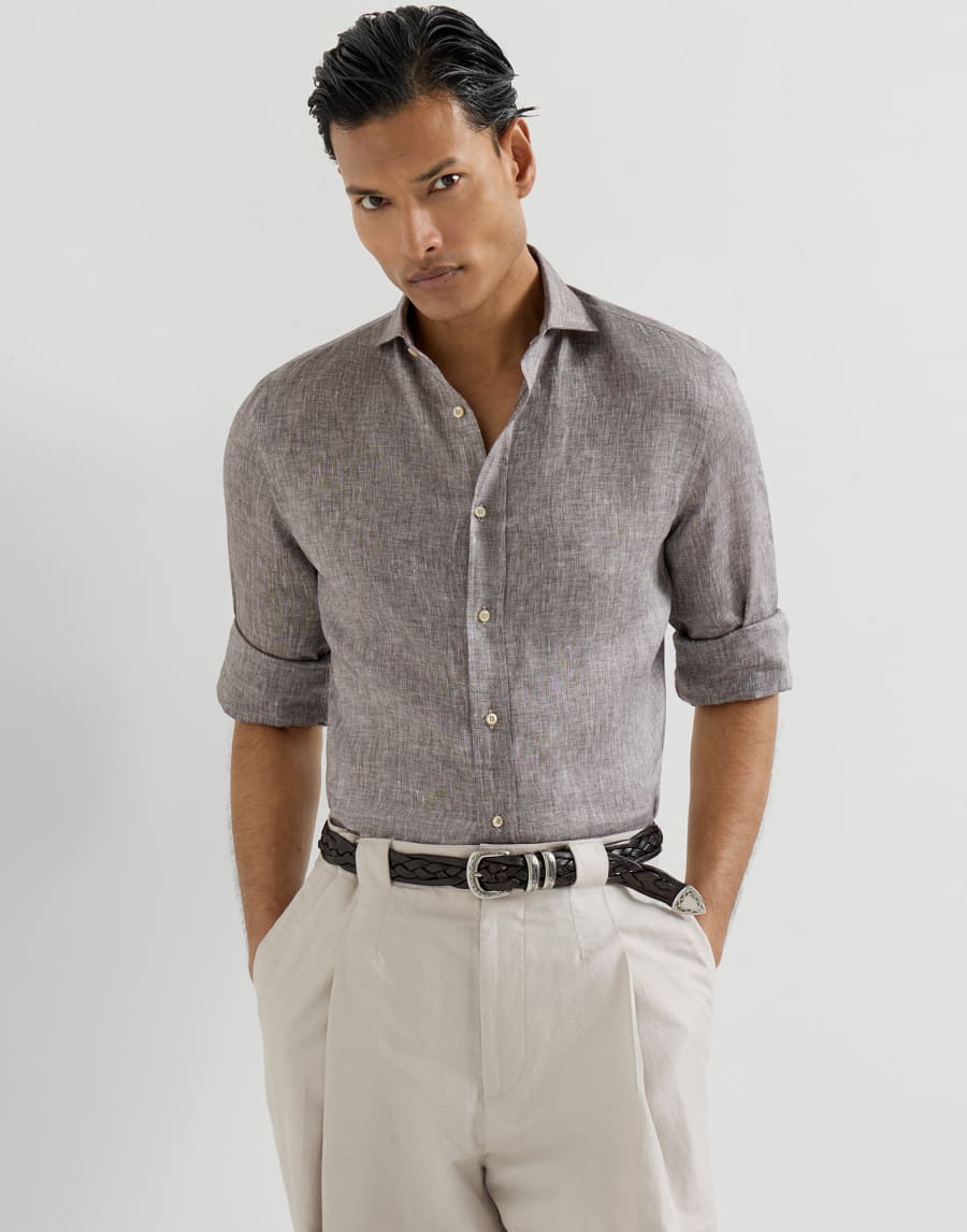 リネンシャツ ヘーゼルナッツ メンズ - Brunello Cucinelli
