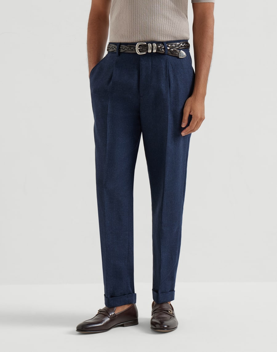 Pantalone con pince Blu Navy Uomo - Brunello Cucinelli
