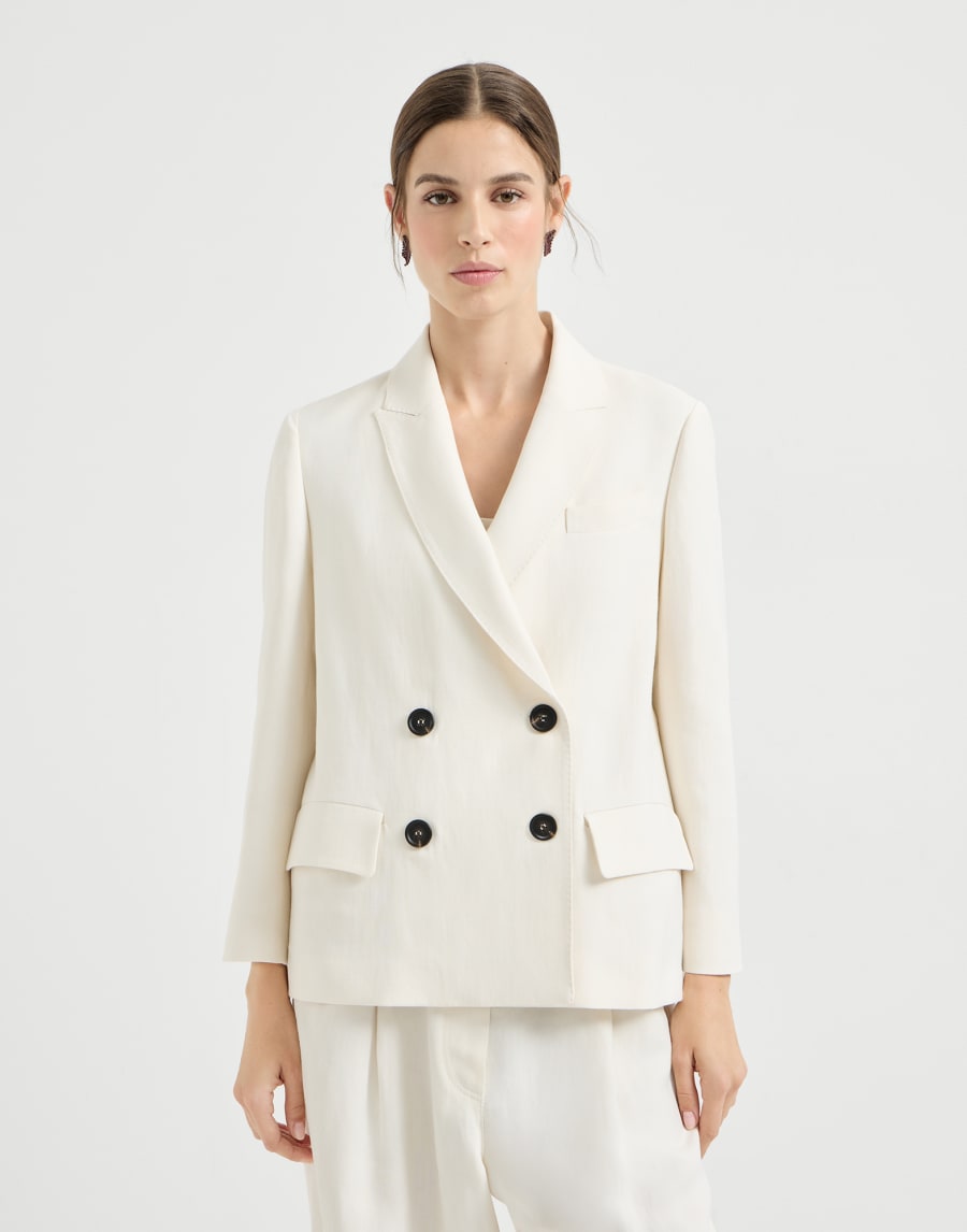 Blazer en sarga Fluid Marfil Mujer - Brunello Cucinelli