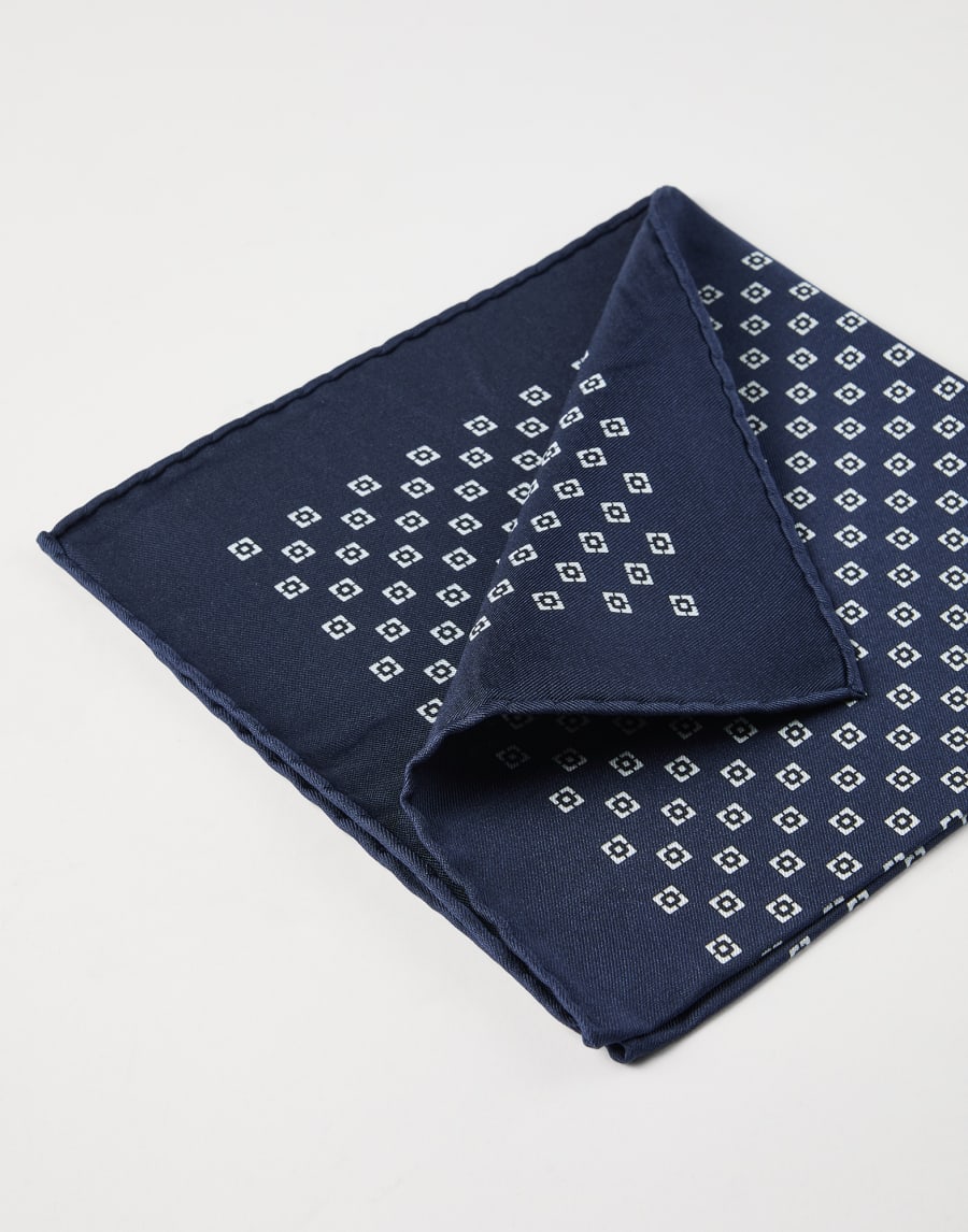 Silk pocket square Navy Blue Man - Brunello Cucinelli