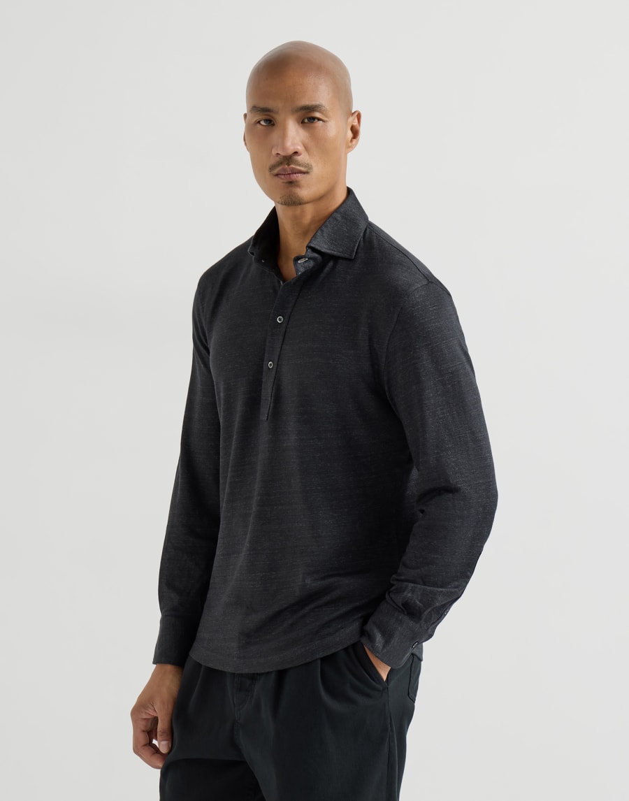Jersey polo shirt Anthracite Man - Brunello Cucinelli