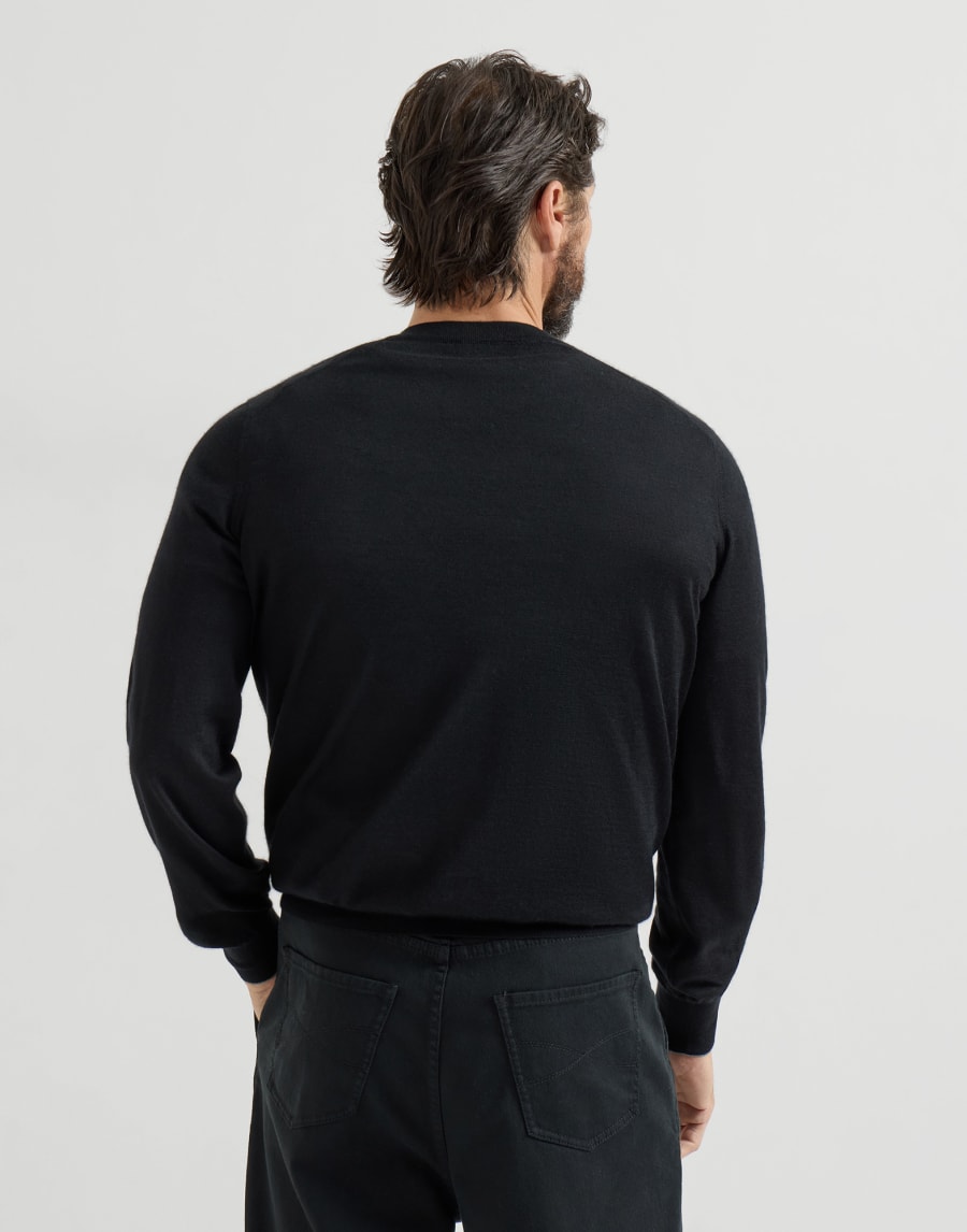 Cashmere and silk lightweight sweater Black Man - Brunello Cucinelli