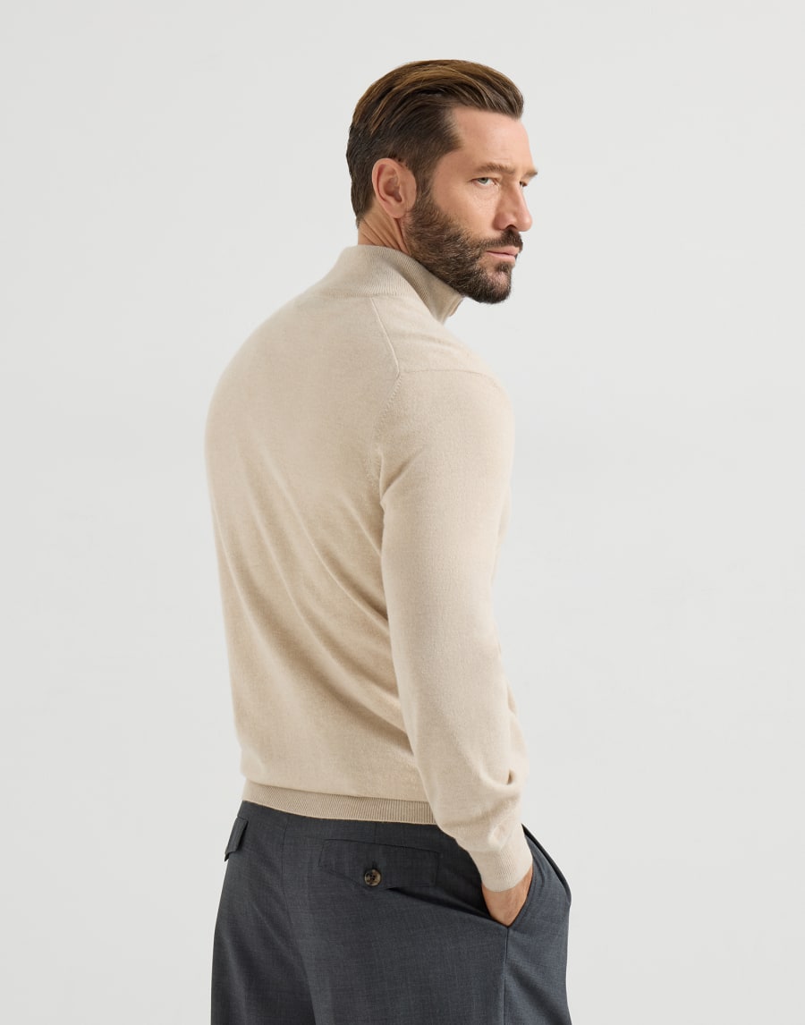 ファスナーオープニング付き カシミヤセーター サンド メンズ - Brunello Cucinelli