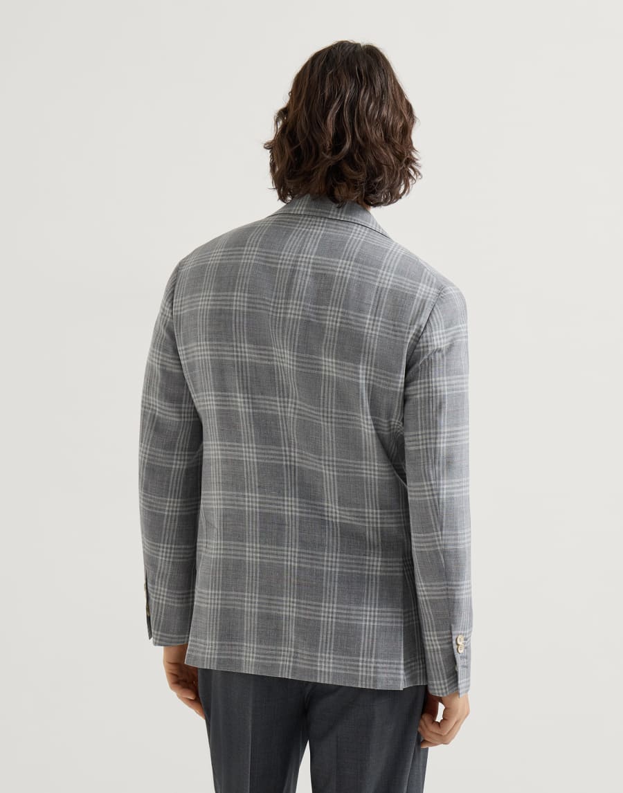 Tartan deconstructed blazer Light Grey Man - Brunello Cucinelli