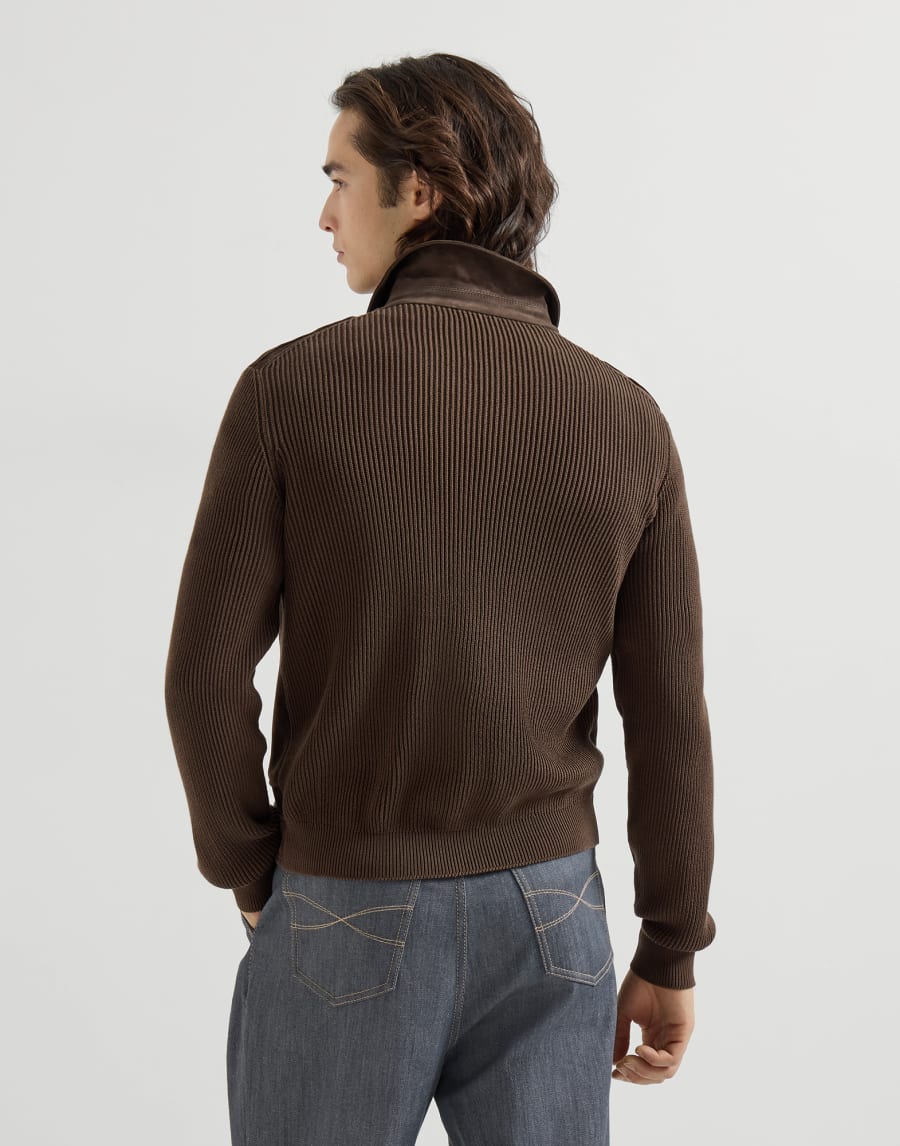 スエード&ニット ブルゾン エスプレッソ メンズ - Brunello Cucinelli