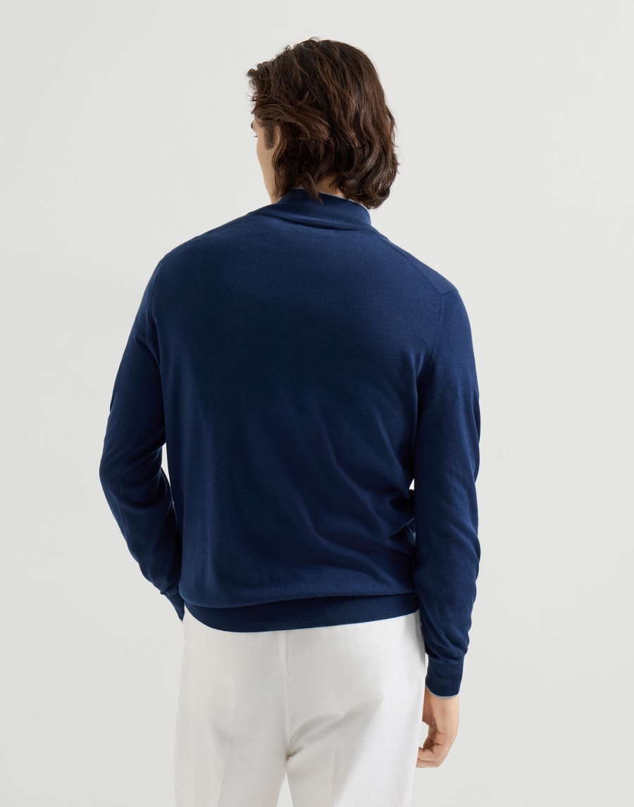 Maglia leggera in cotone e cashmere Avio Uomo - Brunello Cucinelli