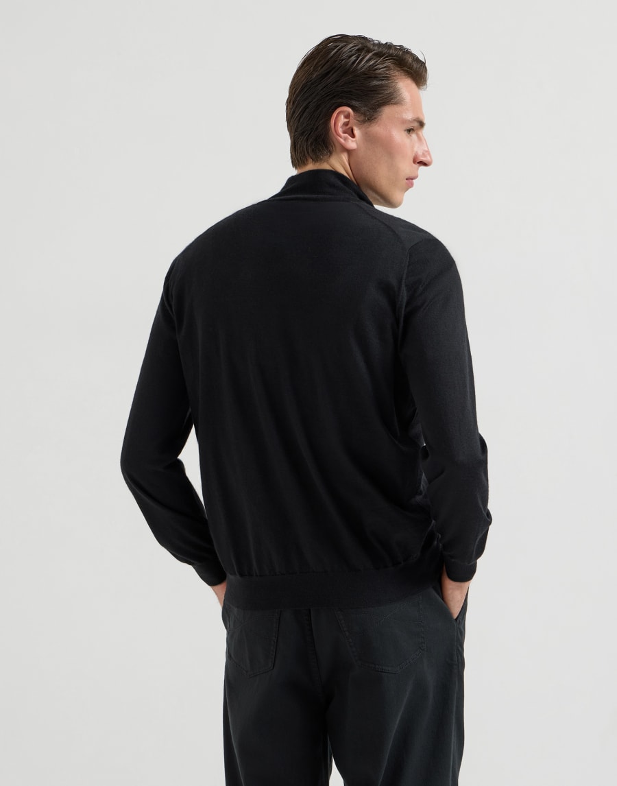 Cardigan in cashmere e seta Nero Uomo - Brunello Cucinelli