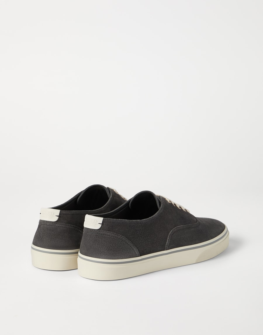 Reversed calfskin sneakers Lignite Grey Man - Brunello Cucinelli