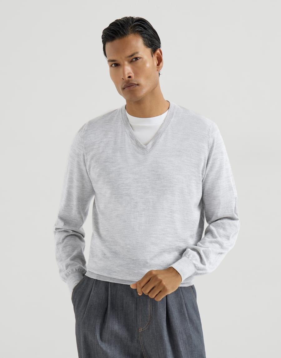 Maglia leggera in cashmere e seta Ciottolo Uomo - Brunello Cucinelli