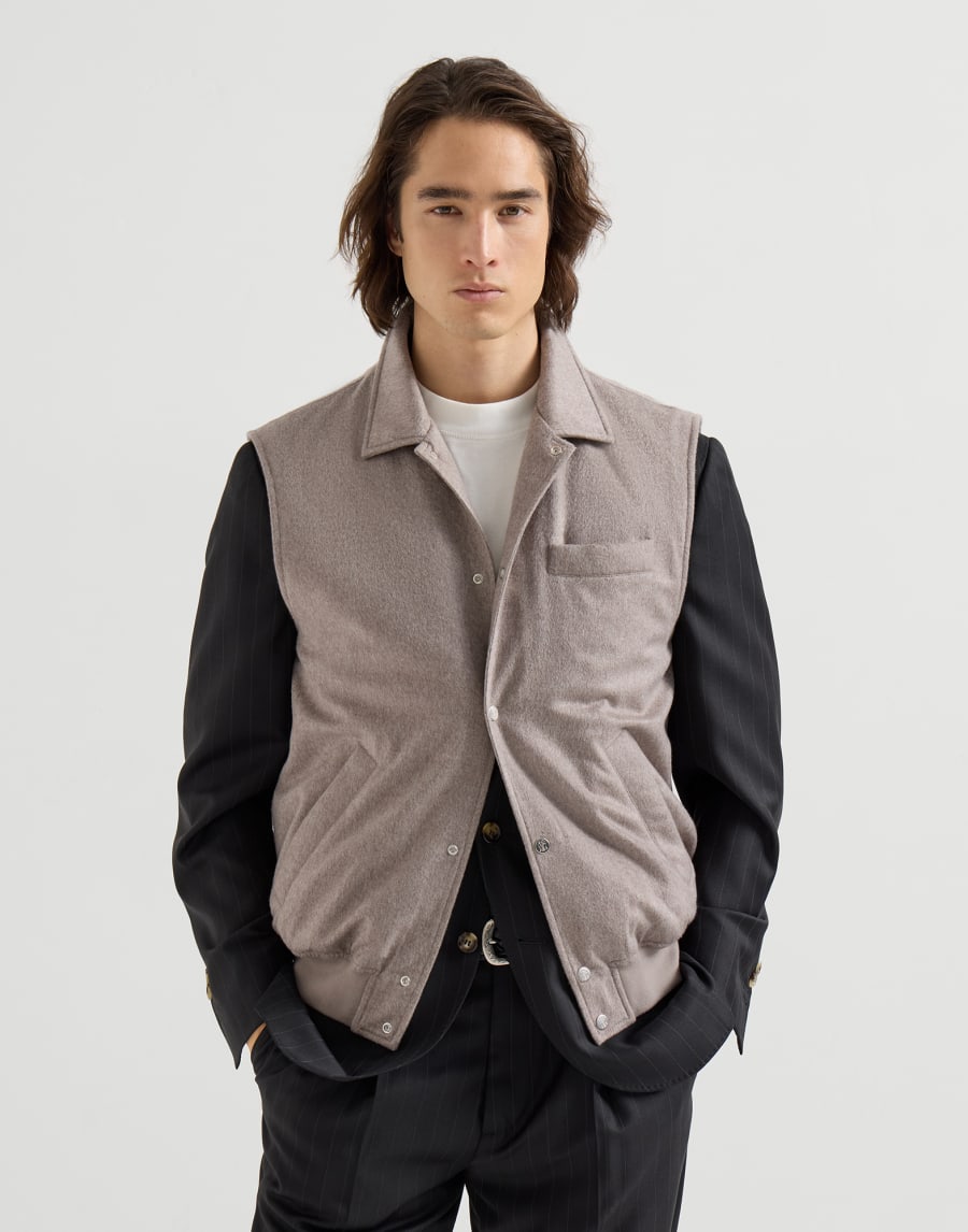 Cashmere flannel vest Brown Man - Brunello Cucinelli