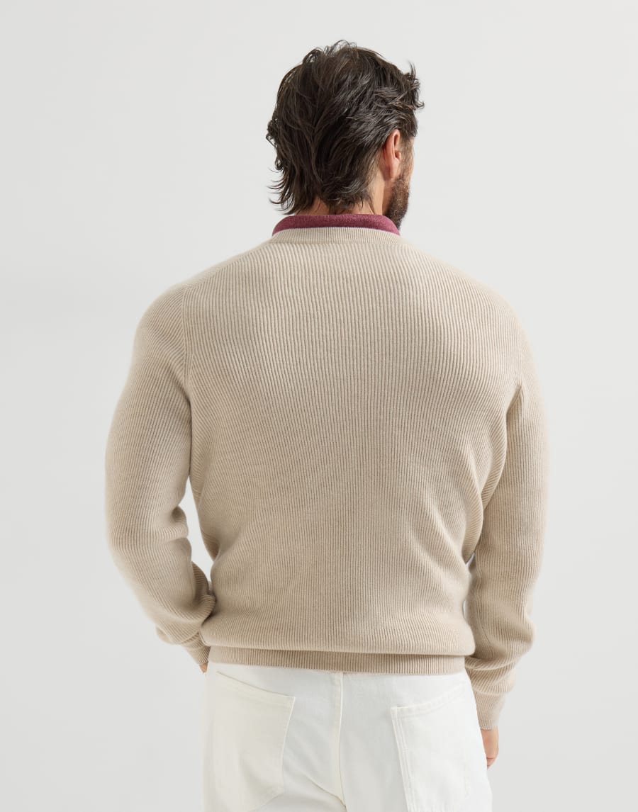 Maglia in cashmere costa inglese Sabbia Uomo - Brunello Cucinelli