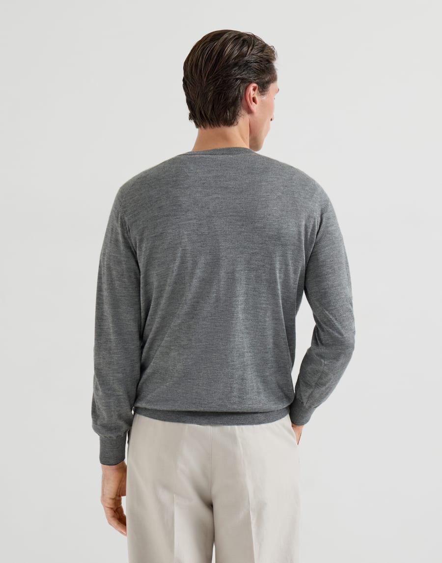 Cashmere and silk lightweight sweater Dark Grey Man - Brunello Cucinelli