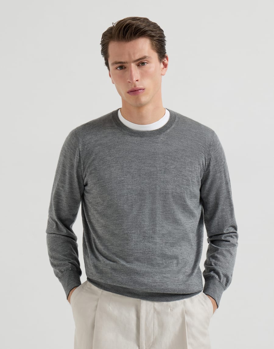 Cashmere and silk lightweight sweater Dark Grey Man - Brunello Cucinelli