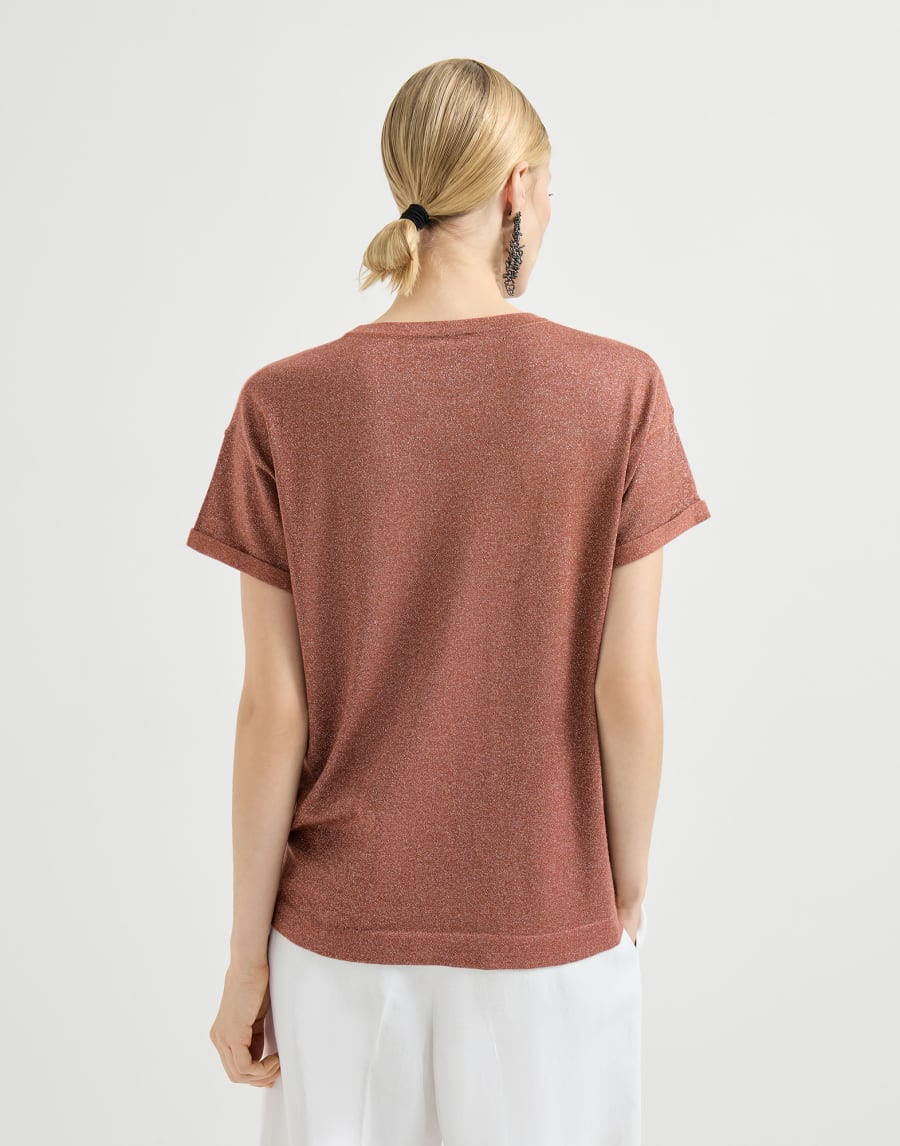 Jersey ligero de cachemir y seda Rojo Ladrillo Mujer - Brunello Cucinelli