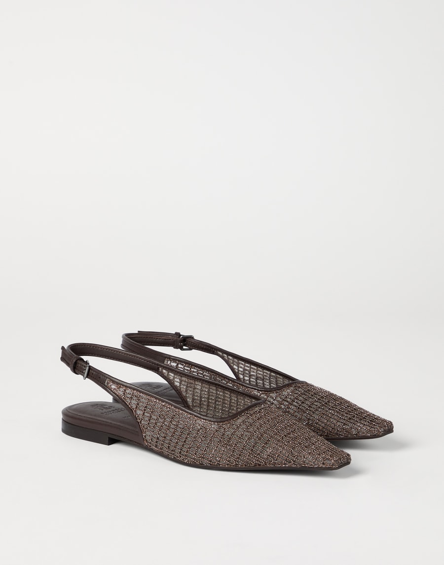 Slingbacks plats en cuir Marron Femme - Brunello Cucinelli