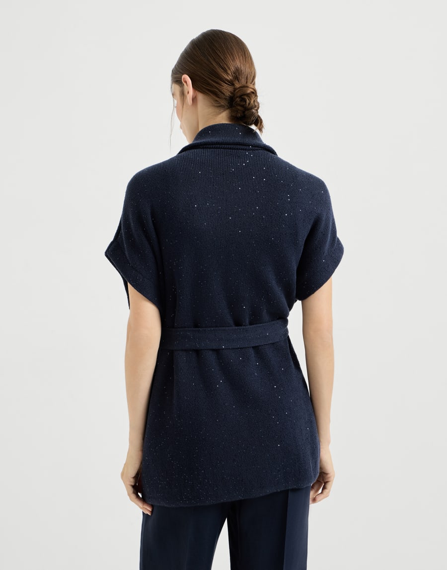 Weste aus Diamant-Baumwolle Blau Damen - Brunello Cucinelli