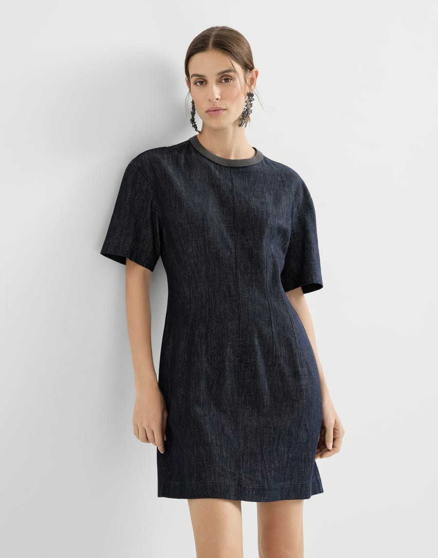 T-shirt dress with monili Denim Woman - Brunello Cucinelli