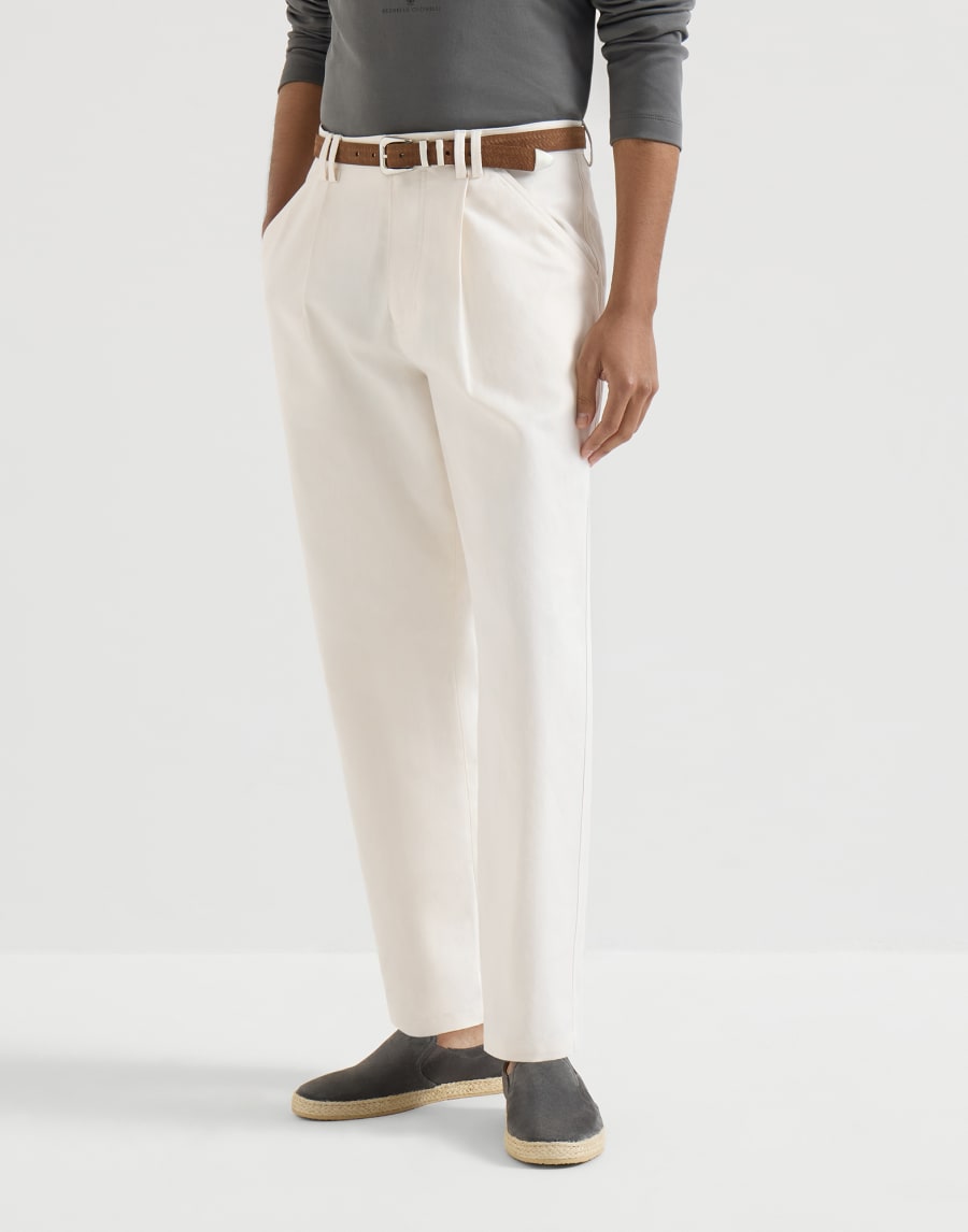 Pantalone in cotone e lino Bianco Uomo - Brunello Cucinelli