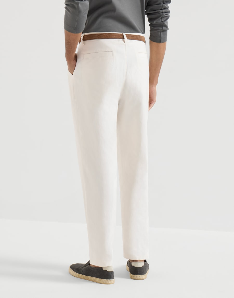 コットン＆リネン トラウザーズ ホワイト メンズ - Brunello Cucinelli