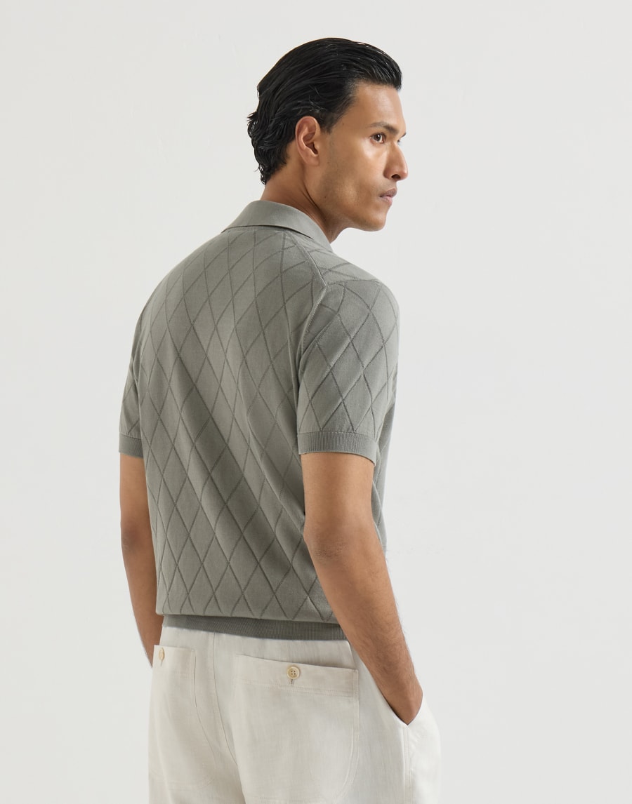 薄款针织马球衫 卡其 男款 - Brunello Cucinelli