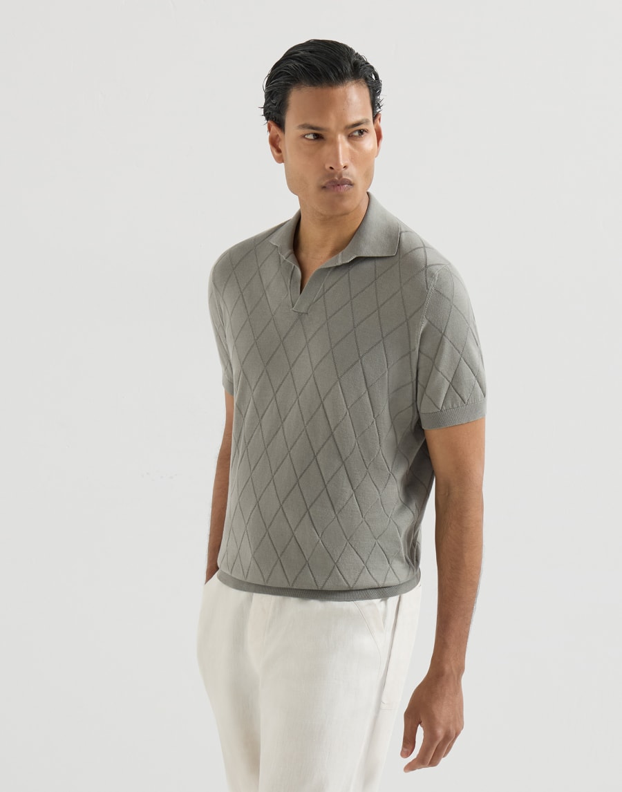 薄款针织马球衫 卡其 男款 - Brunello Cucinelli