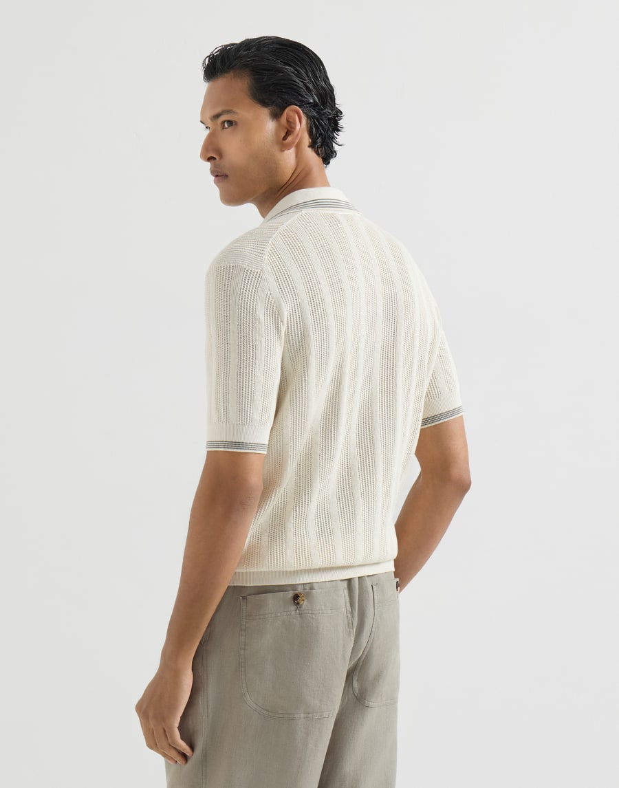 Cotton knit polo White Man - Brunello Cucinelli