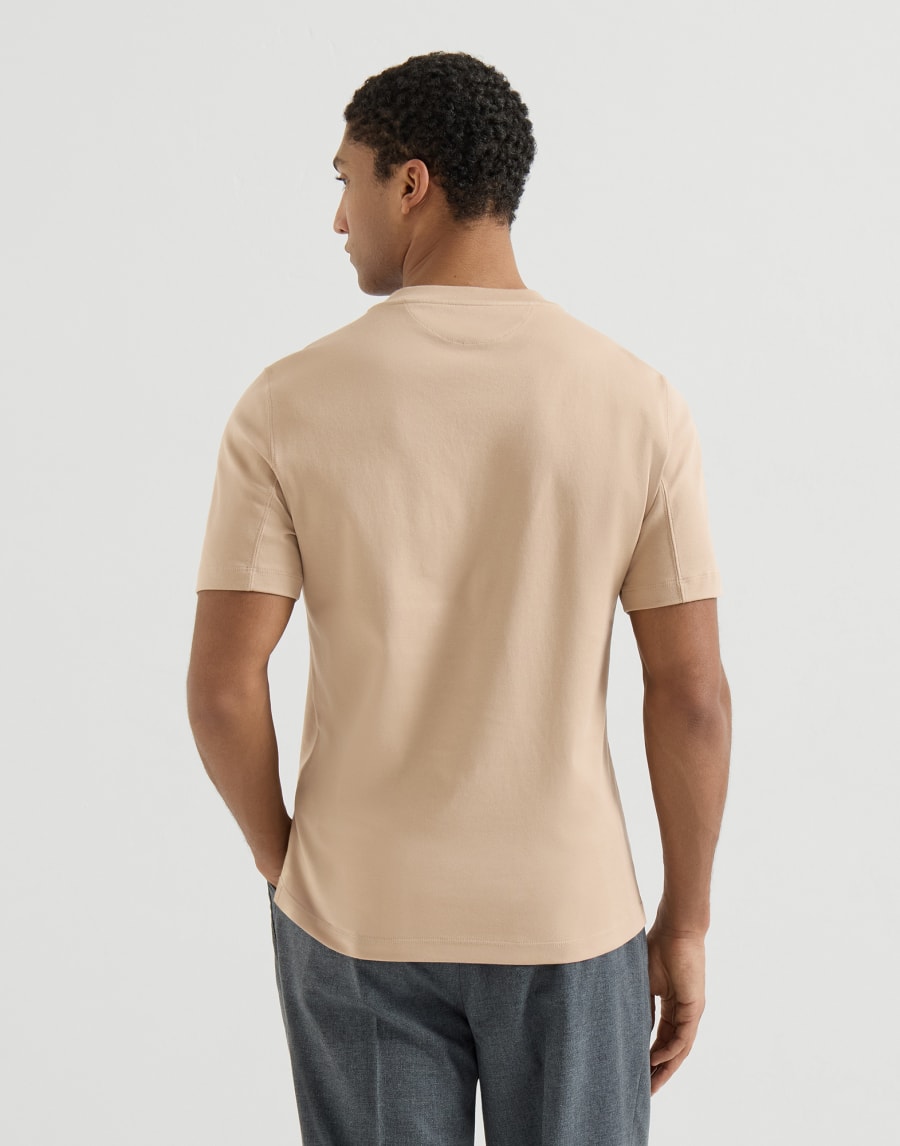 T-shirt in interlock con stampa Beige Uomo - Brunello Cucinelli