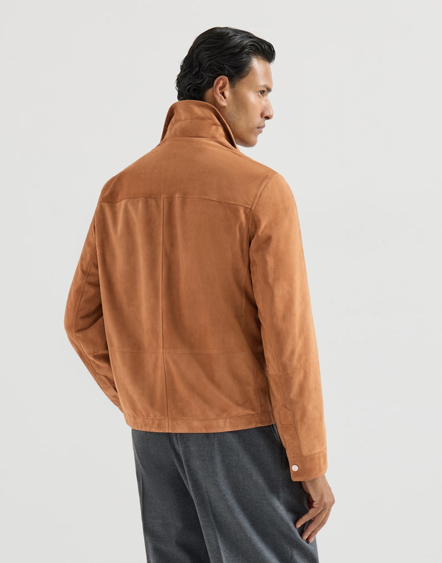 Blouson aus Veloursleder Cognac Herren - Brunello Cucinelli