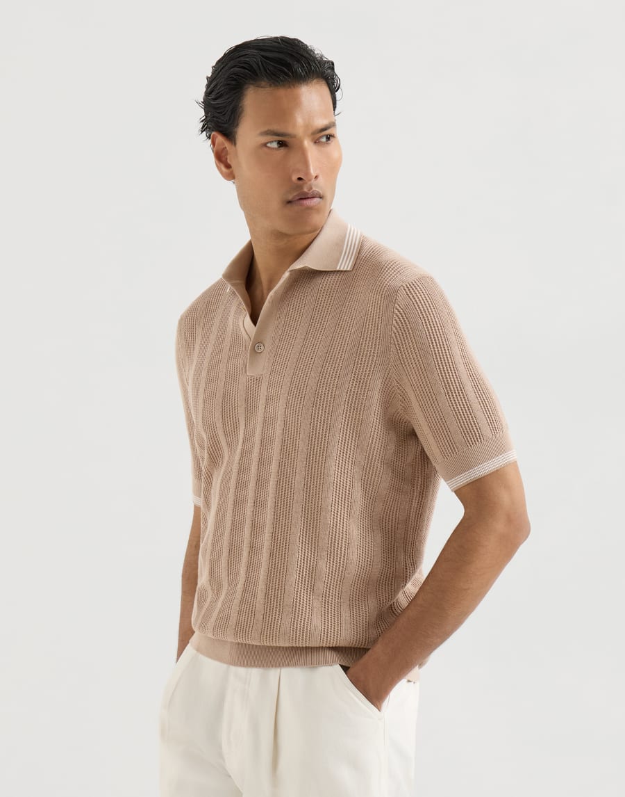 Polo in maglia di cotone Tabacco Uomo - Brunello Cucinelli