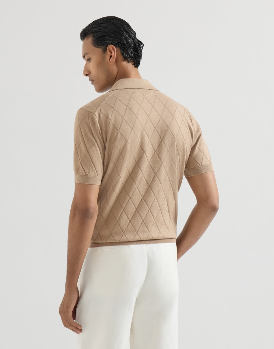 薄款针织马球衫 米黄 男款 - Brunello Cucinelli