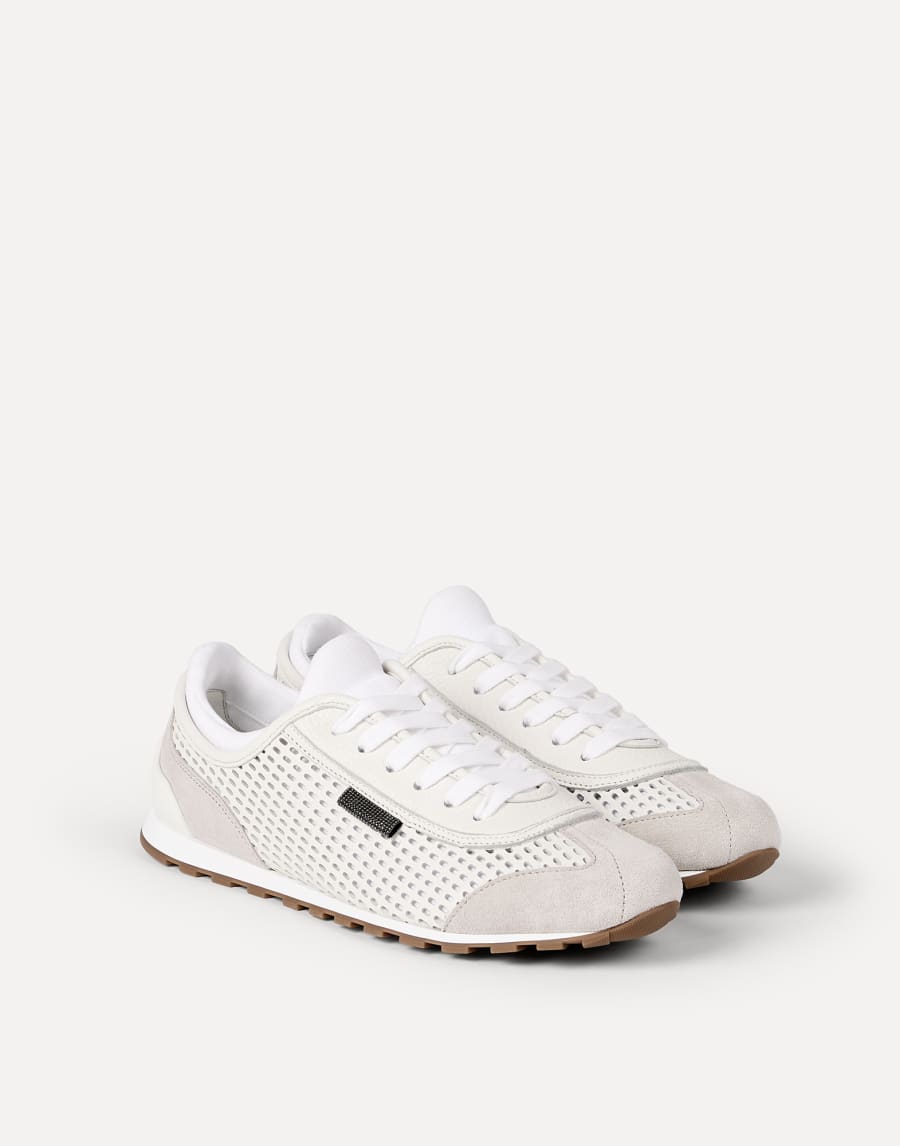 Chaussures de running en cerf et daim Blanc Femme - Brunello Cucinelli