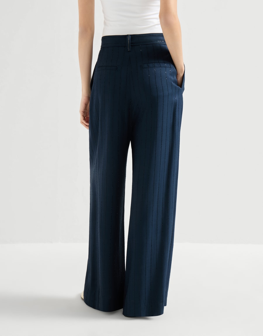 Dazzling chalk stripe trousers Blue Woman - Brunello Cucinelli