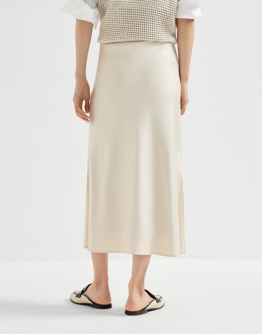 Falda Pencil Fluid de raso Cady Beige Seda Mujer - Brunello Cucinelli